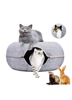 Cool Baby Four Seasons Universal Felt Cat Nest Donut Tunnel with Detachable Washable Bed Warm Comfy Pet Sleeping Spot (Light Gray)  - Image 1