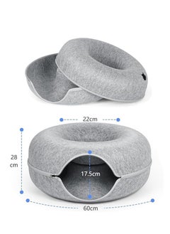 Cool Baby Four Seasons Universal Felt Cat Nest Donut Tunnel with Detachable Washable Bed Warm Comfy Pet Sleeping Spot (Light Gray)  - Image 4