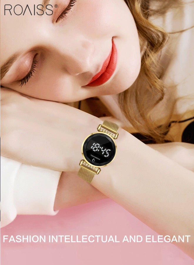 رويس ساعة إلكترونية للسيدات بشاشة لمس LED، بقرص دائري مع شاشة عرض رقمية، ساعة يد فاخرة متعددة الوظائف مقاومة للماء كهدية للنساء - Image 2