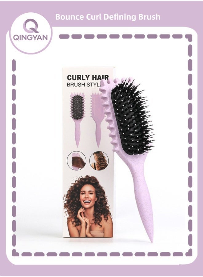 QINGYAN Bounce Curl Brush,Bounce Curl Defining Brush,Curl Defining Brush,Hair Brush Styling Brush,Shaping and Defining Curls for Women Girls (Color :Purple) - Image 1