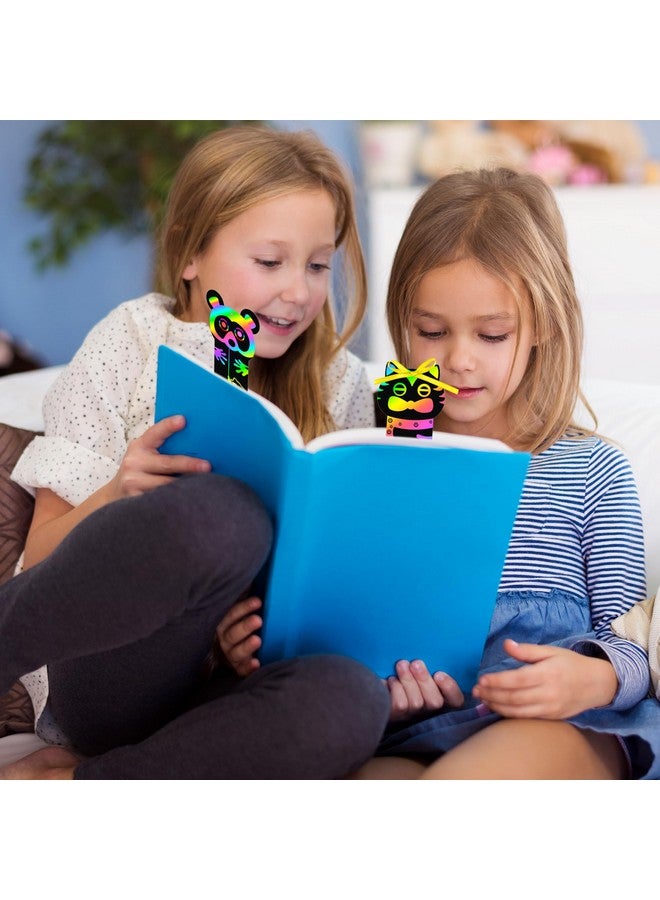 MALLMALL6 70Pcs Animal Scratch Bookmarks Scratch DIY Hang Tags Party Favors Theme Birthday Party Classroom School Supplies Decorations Crafts Kit for Kids - Image 4