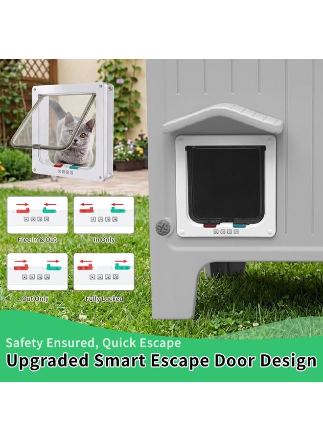 Rockever Insulated Outdoor Cat House, Waterproof Cat House for Outdoor Cats with Escape Door, Plastic Feral Cat House Outdoor Indoor, Spacious and Clean Easily (Grey,M) - Image 2