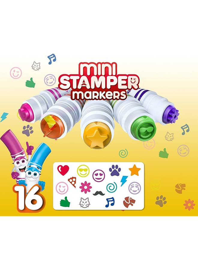Crayola Set Of Mini Felt Tip Pens Markers With Washable Stamps X 16 Pcs - Image 3