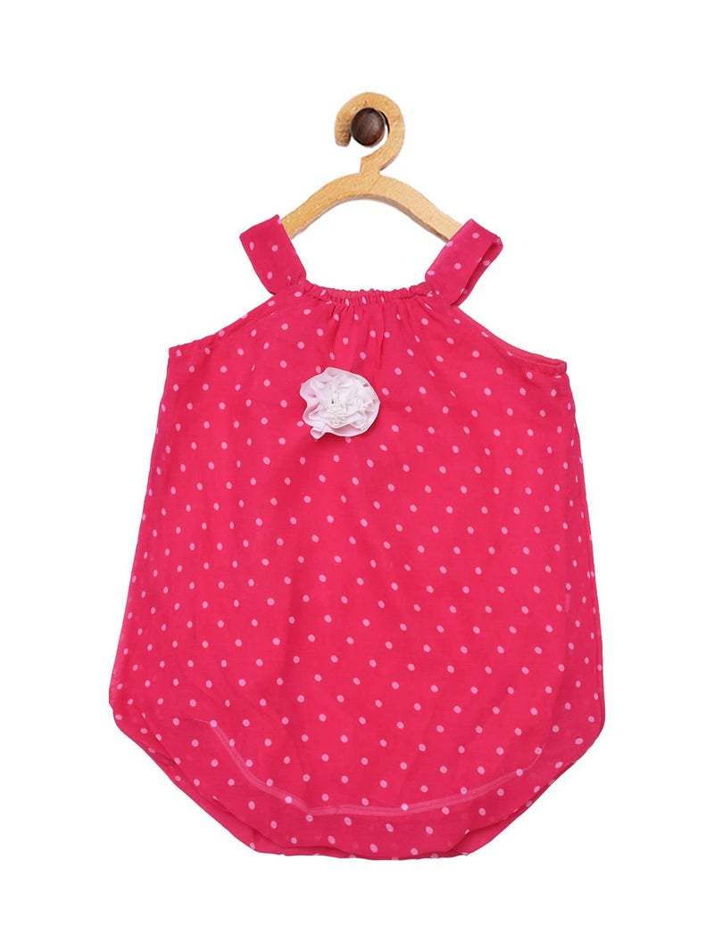CREATIVE KIDS Baby Girls Polka-Dot Print Romper Dress with Lining Snap Button (Pink & White;0-3 Months) - Image 5