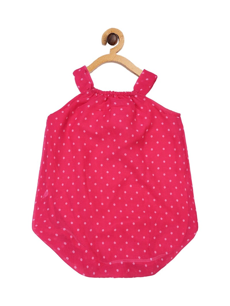 CREATIVE KIDS Baby Girls Polka-Dot Print Romper Dress with Lining Snap Button (Pink & White;0-3 Months) - Image 3