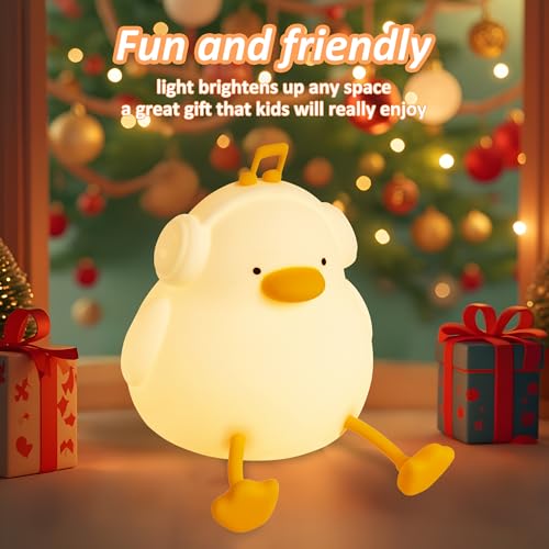 Anywin Duck Night Light Squishy Duck Lamp Silicone Bedside Light Up Funny Duck with Dimmer RechargeableBirthday Gifts for Friends WomenEnjoy Duck - Image 3