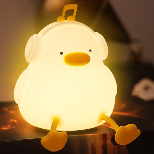 Anywin Duck Night Light Squishy Duck Lamp Silicone Bedside Light Up Funny Duck with Dimmer RechargeableBirthday Gifts for Friends WomenEnjoy Duck - Image 1
