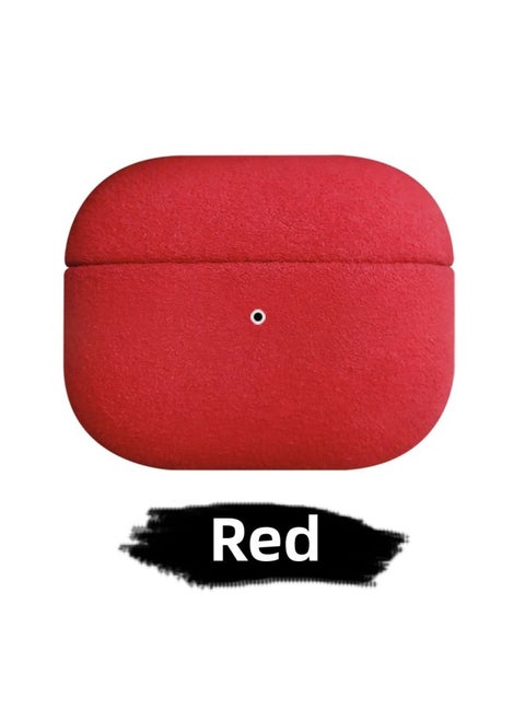 AirPods 4 Protective Cover For Apple Three Generation Pro2 Earphones Suede Hard Shell-Color:All-inclusive Suede (red)-Applicable Models:Airpods Pro2