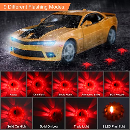 Tallew 12 Pack LED Road Emergency Roadside Lights Flashing Safety Warning Kit Beacon Magnet Hook Vehicle Boat Truck Disc Magnetic Flash Cars Security Driveway Automotive Strobe - Image 5