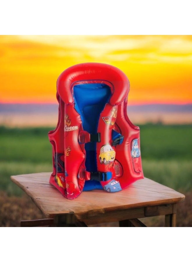 Generic Children's Inflatable Life Jacket  from 4to6 years size 19 – Cartoon Car Design – Safety & Fun for Swimming, Boating & Water Play - Image 2