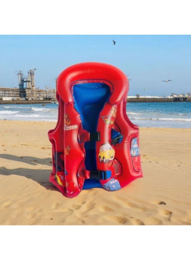 Generic Children's Inflatable Life Jacket  from 4to6 years size 19 – Cartoon Car Design – Safety & Fun for Swimming, Boating & Water Play - Image 1