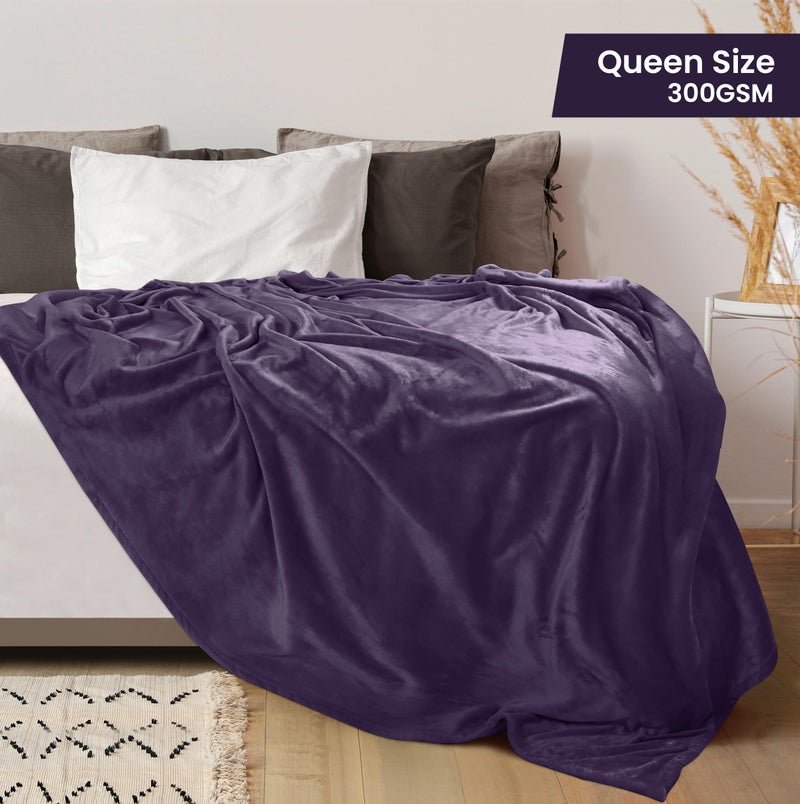 Utopia Bedding Fleece Blanket Queen Size Purple 300GSM Luxury Anti-Static Fuzzy Soft Microfiber Bed Blanket (90x90 Inch) - Image 2