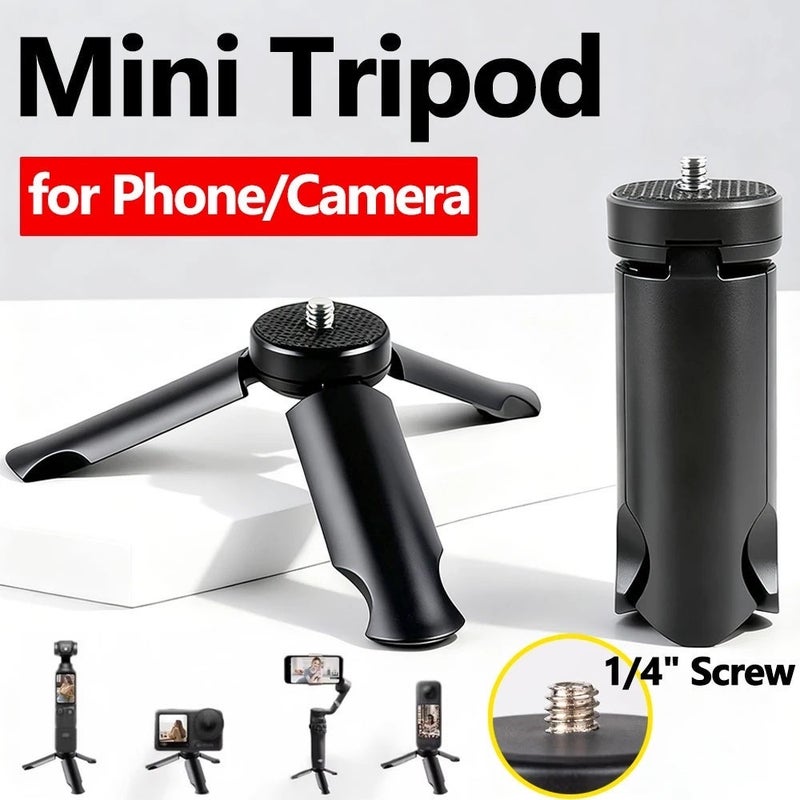 Folding Mini Tripod with 1/4" Screw Fits for Gimbal Handle Grip Stabilizer Camera Smartphone LED Camcorder Desktop Phone Stand - Image 2