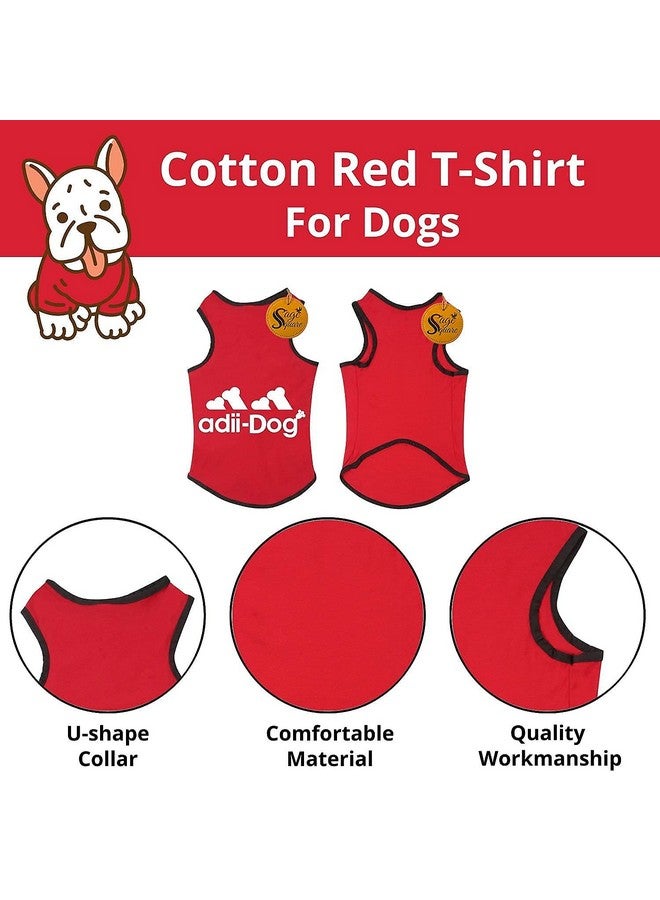 سايج سكوير تي شيرت قطني مريح للكلاب، سترة بدون أكمام ناعمة وجيدة التهوية، ملابس كلاب، قميص داخلي للجراء (أحمر) (كبير جدًا) (30 بوصة) - Image 3