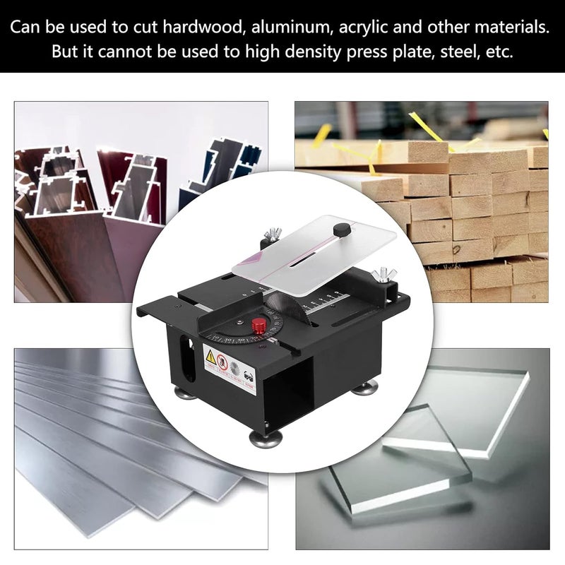 Mini Table Saw 100W Adjustable 7 Speed Slide Rail Woodworking Machine US Plug - Image 5