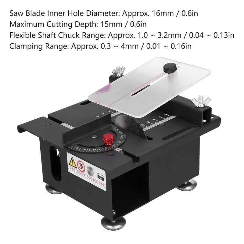Mini Table Saw 100W Adjustable 7 Speed Slide Rail Woodworking Machine US Plug - Image 3