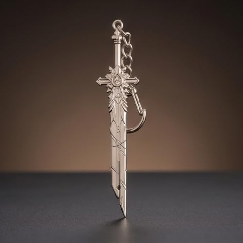 THE MEN THING Alloy Steel Final Fantasy Weapon - Genshin Impact Anime Keychain | Game Xiao Cosplay Alloy Weapon Keychain For Men & Boy,Silver - Image 4