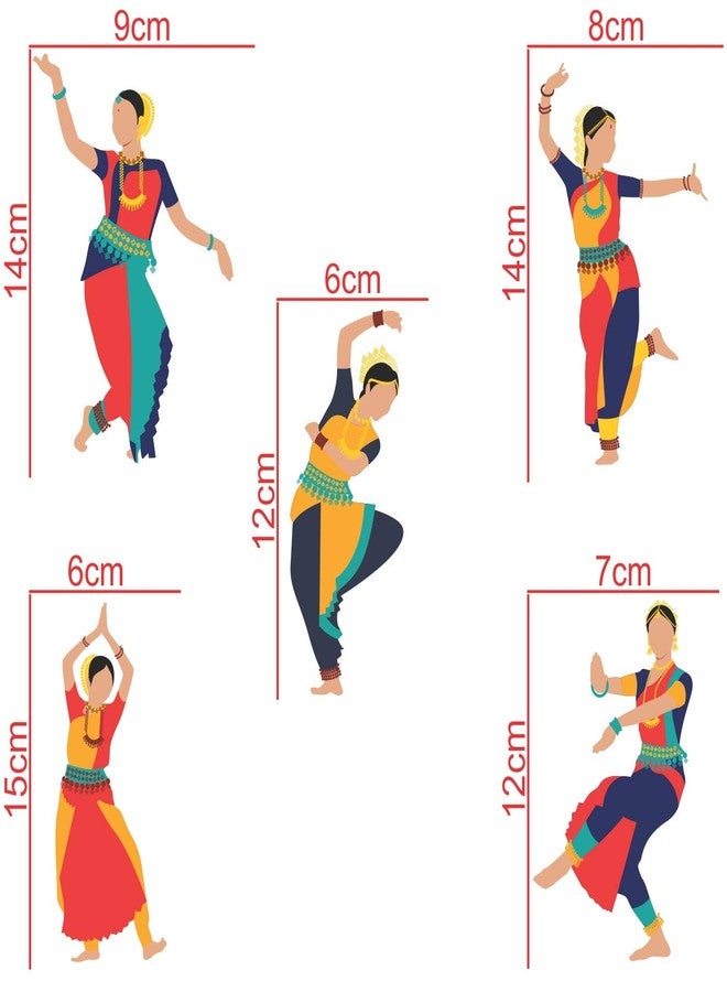 Decopix 'Beautiful - Traditional Indian - Bharatanatyam - Dancer - Decorative Wall Sticker Combo Pack for Switch Panel Board, Laptop, Fridge.' - Sm4070 (PVC Vinyl - Set of 5) - Image 2