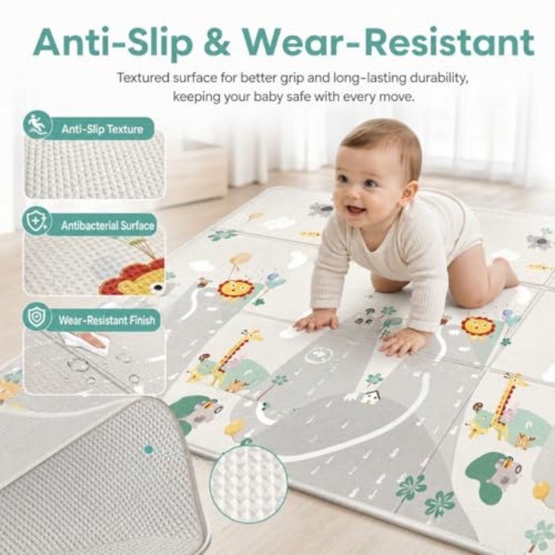 Beauenty Baby Play Mat 200 180 1CM Waterproof Non-Slip Large Reversible Playmat Crawling Mat Extra Thick Soft Baby Playmats for Playing or Camping Mat Bedroom Living Room Plush Carpet Area B - Image 5