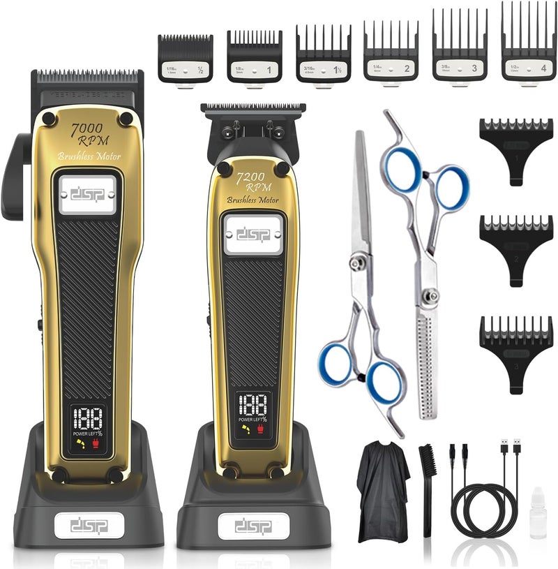DSP Hair Clipper for Men Professional, BLDC Motor & DLC Coated Detachable Blade, Cordless Hair Trimmer Set for Barber with Charging Base, Men Hair Product Gift Set