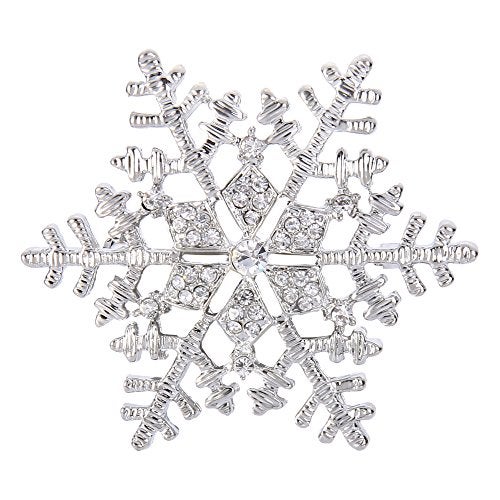 EleQueen Women's Clear Austrian Crystal Winter Snowflake Brooch Pin Silver-tone - Image 1