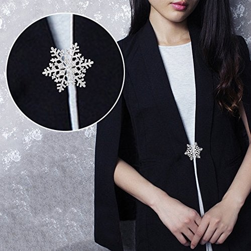 EleQueen Women's Clear Austrian Crystal Winter Snowflake Brooch Pin Silver-tone - Image 3