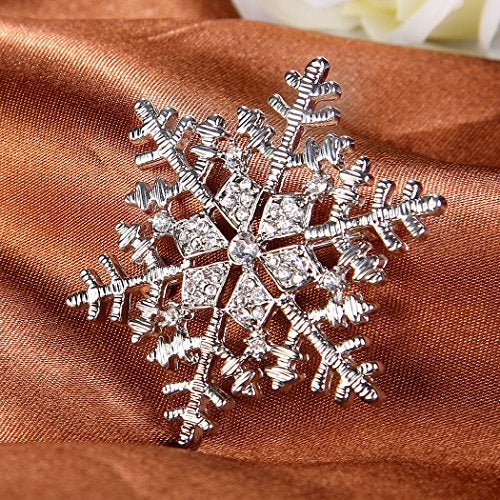 EleQueen Women's Clear Austrian Crystal Winter Snowflake Brooch Pin Silver-tone - Image 5