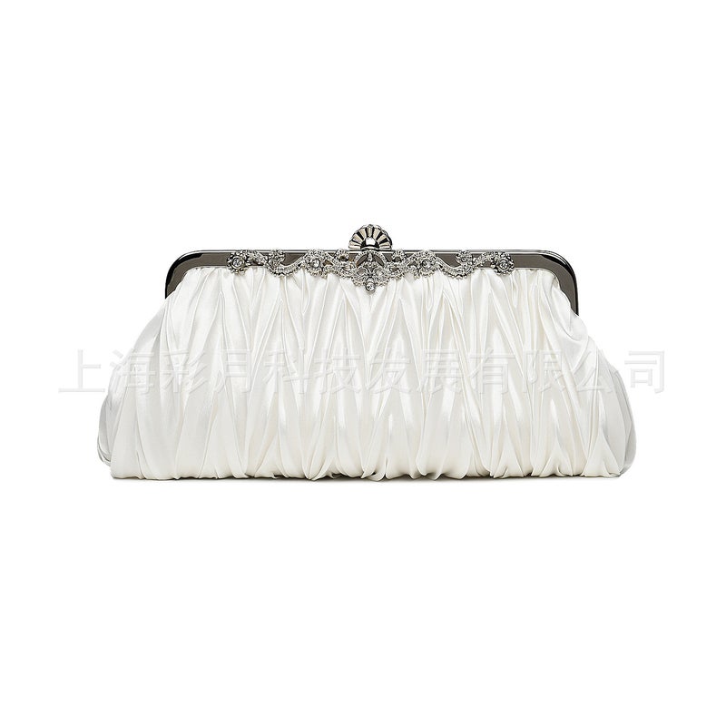 () New Evening Bag Silk Clutch Pleated Banquet Bag Export -Selling Silk Small Bag N89 - Image 1