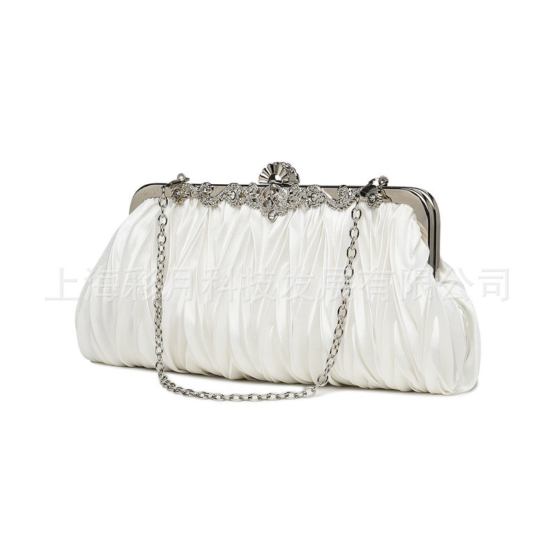 () New Evening Bag Silk Clutch Pleated Banquet Bag Export -Selling Silk Small Bag N89 - Image 4