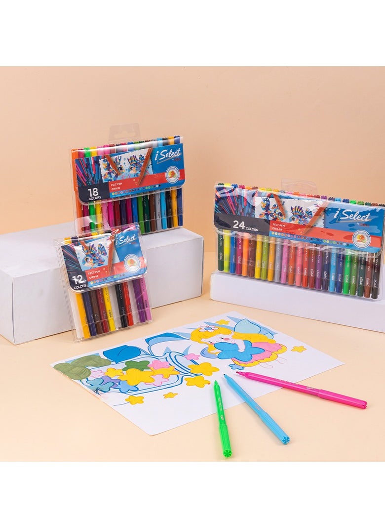 Deli - Deli EC169-24 iSelect Felt Tip Pens – 24 Colors Set, Bright & Vibrant Ink, Soft Grip, Non-Toxic, Ideal for Drawing, Coloring, and Crafting. - Image 1