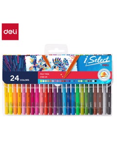 Deli Deli EC169-24 iSelect Felt Tip Pens – 24 Colors Set, Bright & Vibrant Ink, Soft Grip, Non-Toxic, Ideal for Drawing, Coloring, and Crafting.  - Image 1