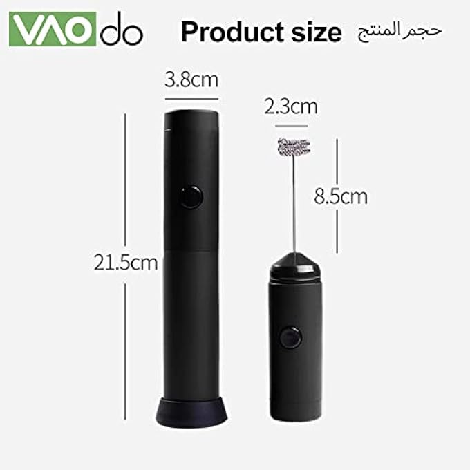 VAOdo Handheld Milk FrotherStainless Steel Electric Egg WhiskBattery Operated Foam Maker Beverage Frother With Protective Lid Holder For Making Latte Cappuccino Smoothie Hot Chocolate - Image 5