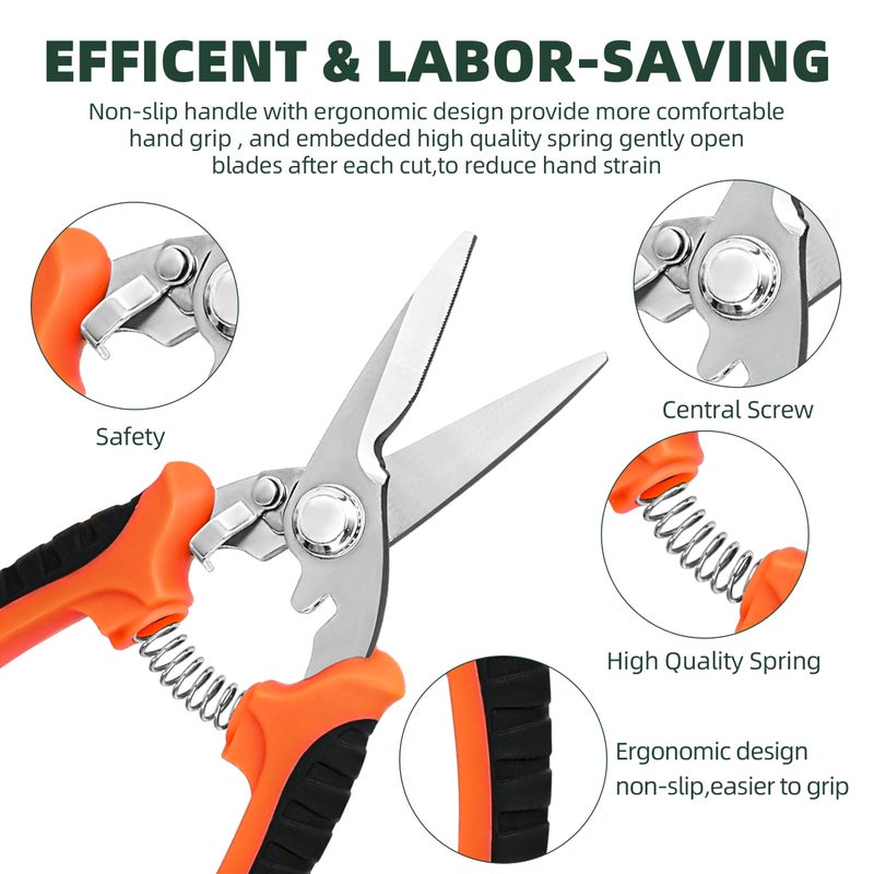 EWPJDK 3 Pack Garden Pruning Shears, Stainless Steel Shears, Gardening Shears, Scissors, Garden Clippers, Pruning Snips, Pruning Shears for Gardening Tools - Image 3