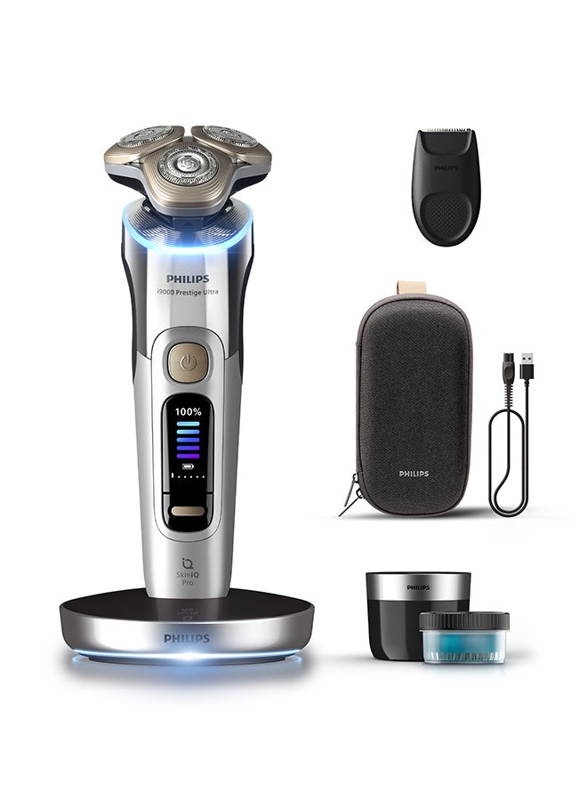 Philips i9000 Prestige Ultra Shaver XP9404/31 | Wet & dry | Ultimate close, comfortable shave | 5 modes | Quick clean system | Light-up charging stand | 60 min cordless | Travel case - Image 2