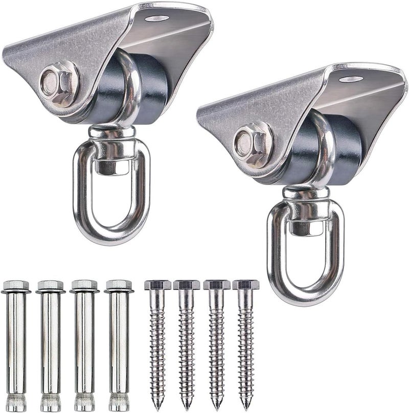 BeneLabel 2pcs Heavy Duty Swing Hanger, Hammock Ceiling Hook 360 Swivel Hanging Chair Bracket Silent Bushing Hardware Set for Wood/Concrete Yoga Rope/Aerial Hoop/Punching Bag Suspension Kit, 1600lbs - Image 1