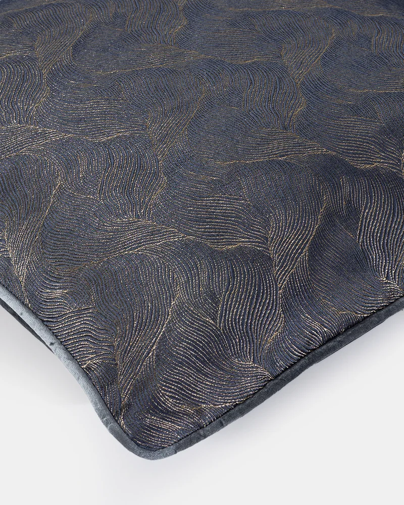 REDTAG Grey and Gold and Lurex Jacquard Cushion
