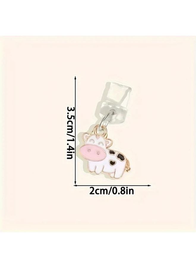 White Anti Dust Plug For 35mm Headphone Jack Cute Cow Design Aluminum Alloy - Image 3