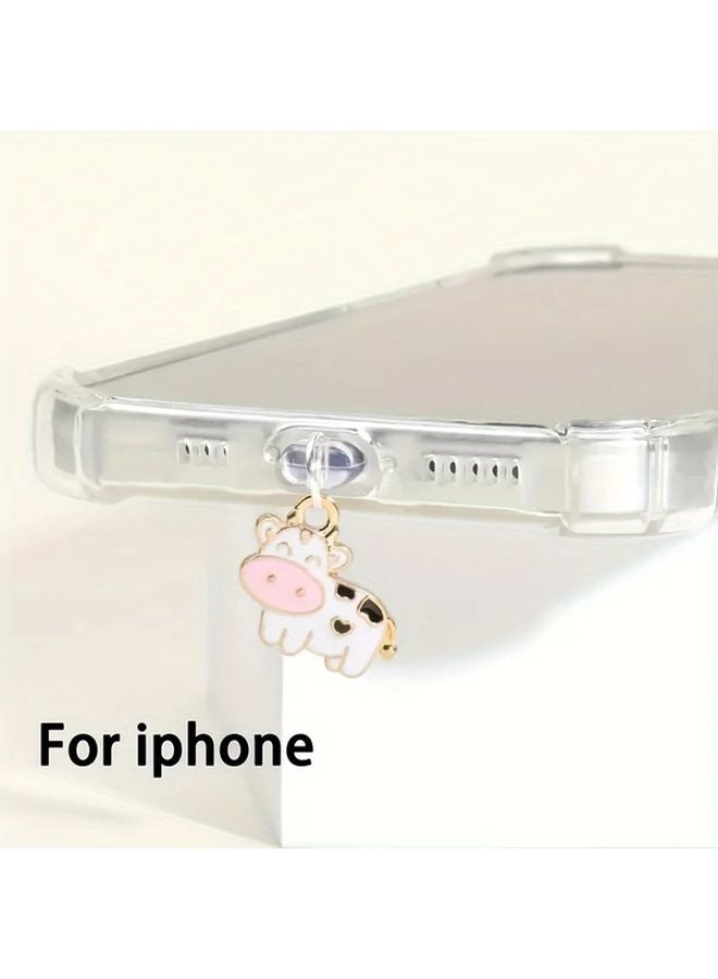 White Anti Dust Plug For 35mm Headphone Jack Cute Cow Design Aluminum Alloy - Image 4