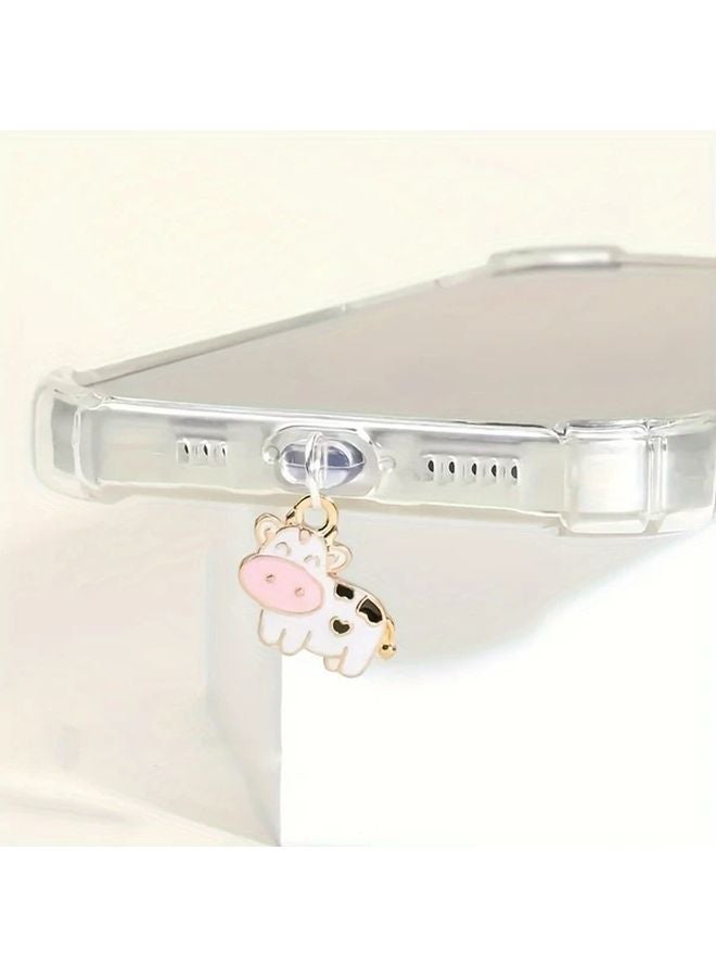White Anti Dust Plug For 35mm Headphone Jack Cute Cow Design Aluminum Alloy - Image 2