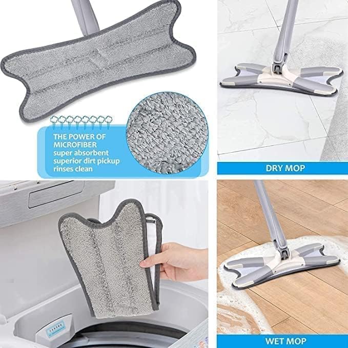 Veloxi EXIM Modern Microfiber X Shape Mop for Floor Cleaning Dust Mop with Self Wringing Ceramic Floor Wood Floor Cleaner Mop Dry Wet Mop HandsFree Household Cleaning Tool for Home Office - Image 2