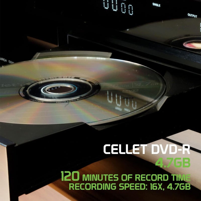 cellet Recordable Blank DVD Disk 16X 120 Min 4.7 GB DVD-R for Video, Pictures, MP3 Files (DVD-R) (5 Pieces) - Image 4