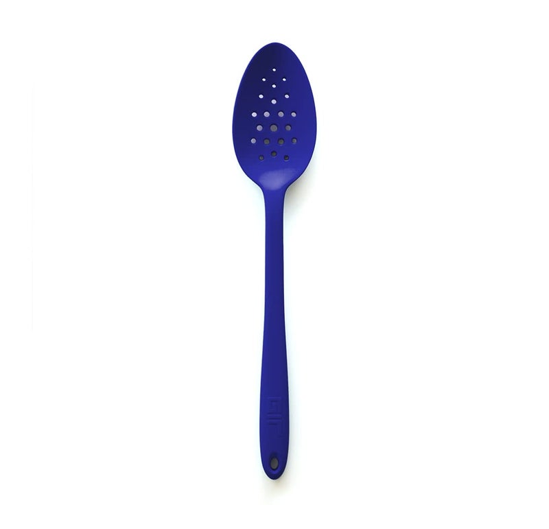 GIR: Get It Right Premium Perforated Spoon - Non-Stick Heat Resistant Silicone Straining Spoon - Perfect for Removing, Filtering, Skimming, Cooking, Frying, Strainer - 13 IN, Navy, (GIRSNH381NVY) - Image 1