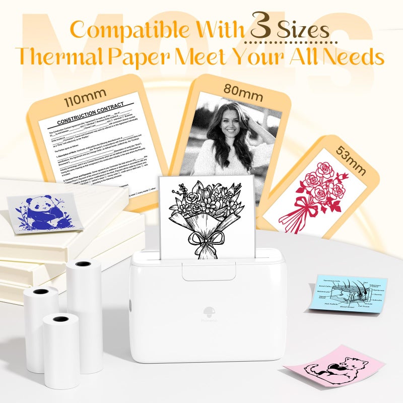 Phomemo M04S Bluetooth Portable Printer Printpod -Thermal Label Printer Notes Printer, Support 2/3/4 inch Printing, Compatible with Phones, Computer, 300dpi, Great for Document, Notes, Sticker, Gift - Image 2