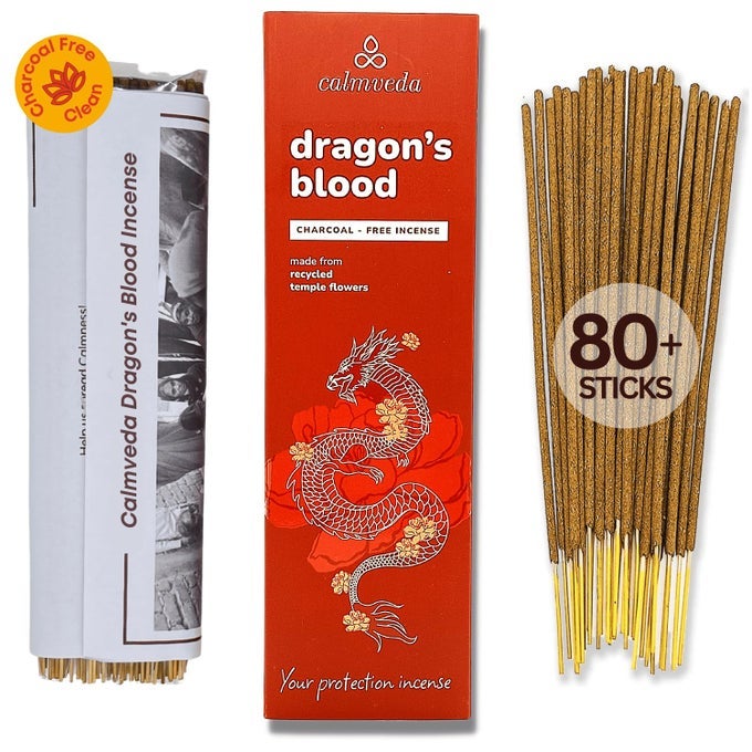PERU DRAGONS BLOOD INCENSE STICKS 80 SCENTED STICKS CHARCOAL FREE MADE FROM UPCYCLED FLOWERS SWEET SPICY AMBERY NOTES PROTECTION INCENSE STICKS FOR BAD ENERGY CLEANSING SANGRE DE GRADO