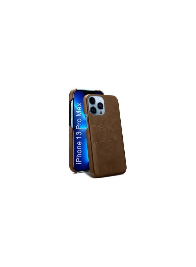 CATANES iPhone 13 Pro Max Case Cover Leather with Card Holder for Men Women Phone Case - Brown  - Image 2
