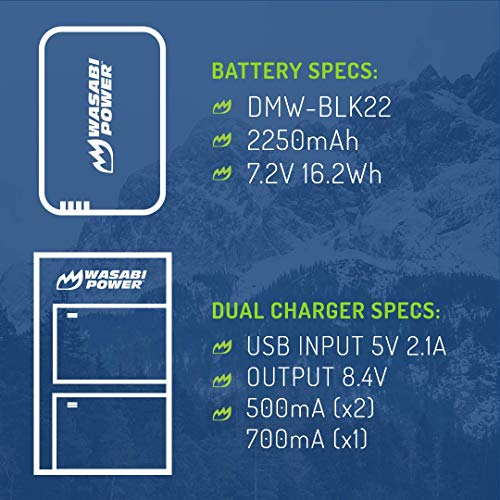 Wasabi Power Battery (2-Pack) and USB-C Dual Battery Charger for Panasonic DMW-BLK22 and Panasonic Lumix G9 II, GH5 II / GH5M2, GH6, GH7, S5, S5 II / S5II / S5M2, S5 IIX / S5IIX / S5M2X, S9 - Image 3