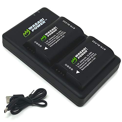 Wasabi Power Battery (2-Pack) and USB-C Dual Battery Charger for Panasonic DMW-BLK22 and Panasonic Lumix G9 II, GH5 II / GH5M2, GH6, GH7, S5, S5 II / S5II / S5M2, S5 IIX / S5IIX / S5M2X, S9 - Image 1