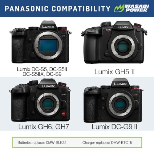 Wasabi Power Battery (2-Pack) and USB-C Dual Battery Charger for Panasonic DMW-BLK22 and Panasonic Lumix G9 II, GH5 II / GH5M2, GH6, GH7, S5, S5 II / S5II / S5M2, S5 IIX / S5IIX / S5M2X, S9 - Image 2