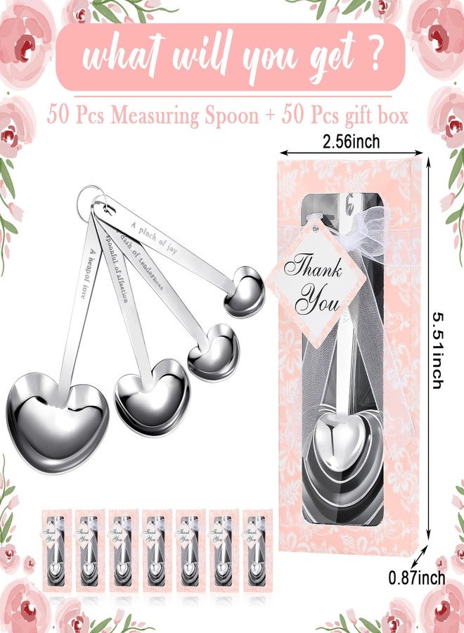 Yinder 50 Set Heart Shaped Measuring Spoons Wedding Favors for Guests Measuring Spoon Favors Gift with Gift Box and Thank You Card for Wedding Bridal Shower Baby Shower Birthday Souvenirs(Pink) - Image 2