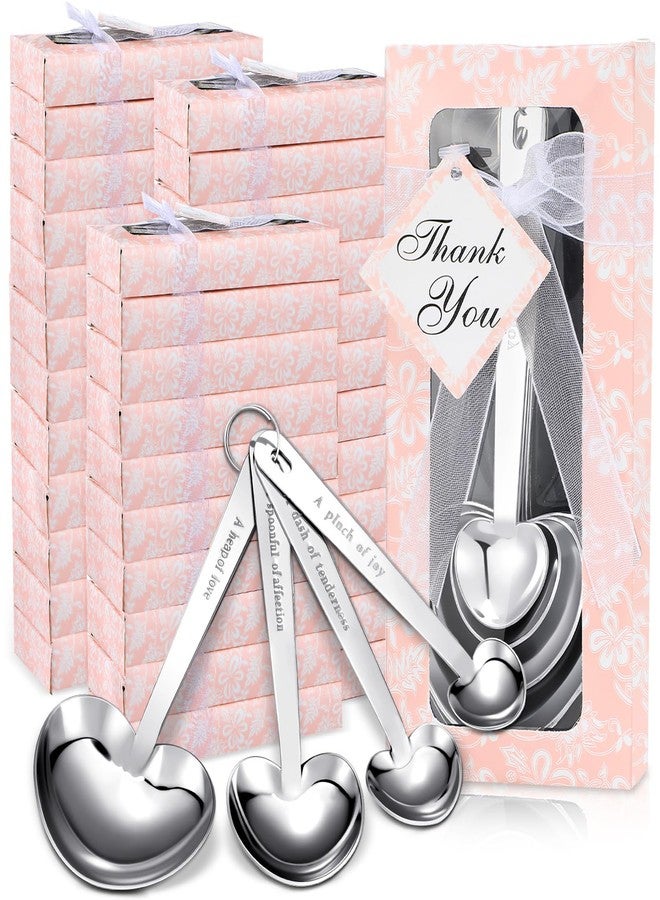 Yinder 50 Set Heart Shaped Measuring Spoons Wedding Favors for Guests Measuring Spoon Favors Gift with Gift Box and Thank You Card for Wedding Bridal Shower Baby Shower Birthday Souvenirs(Pink) - Image 1